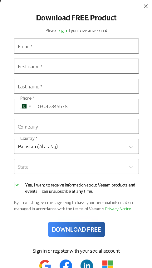 Veeam Account creation