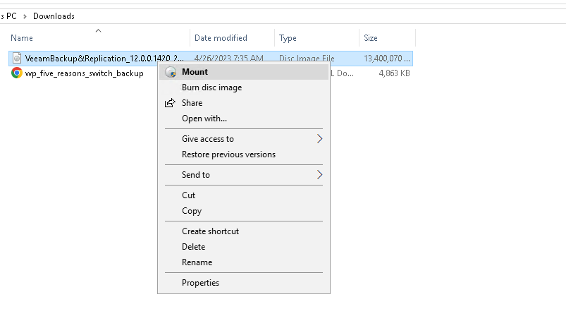 Mount installer - Veeam Backup and Replication